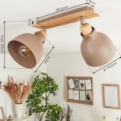 Luminaires Scandinaves-hofstein Plafonnier Brunnen Brun, Couleur bois, Taupe, 2 lumières