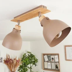 Luminaires Scandinaves-hofstein Plafonnier Brunnen Brun, Couleur bois, Taupe, 2 lumières