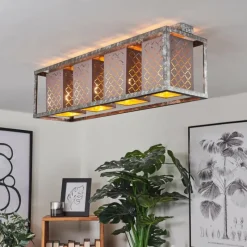 Lampes En Tissu-hofstein Plafonnier Buchanan Argenté, 4 lumières