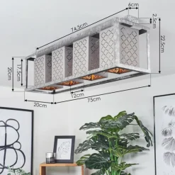 Lampes En Tissu-hofstein Plafonnier Buchanan Argenté, 4 lumières