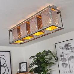 Lampes En Tissu-hofstein Plafonnier Buchanan Argenté, 4 lumières