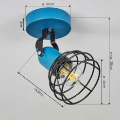 Lampes Vintages & Rétros-hofstein Plafonnier Builako Bleu, Noir, 1 lumière