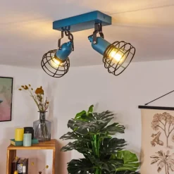 Lampes Vintages & Rétros-hofstein Plafonnier Builako Bleu, Noir, 2 lumières