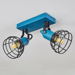 Lampes Vintages & Rétros-hofstein Plafonnier Builako Bleu, Noir, 2 lumières