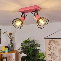 Lampes Vintages & Rétros-hofstein Plafonnier Builako Rose, Noir, 2 lumières