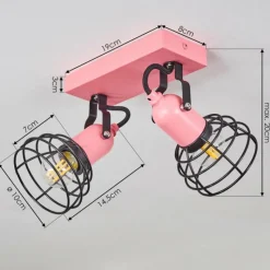 Lampes Vintages & Rétros-hofstein Plafonnier Builako Rose, Noir, 2 lumières