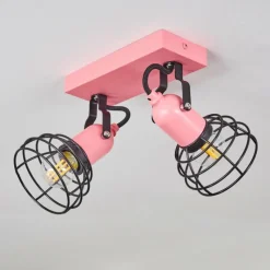 Lampes Vintages & Rétros-hofstein Plafonnier Builako Rose, Noir, 2 lumières