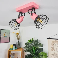 Lampes Vintages & Rétros-hofstein Plafonnier Builako Rose, Noir, 2 lumières