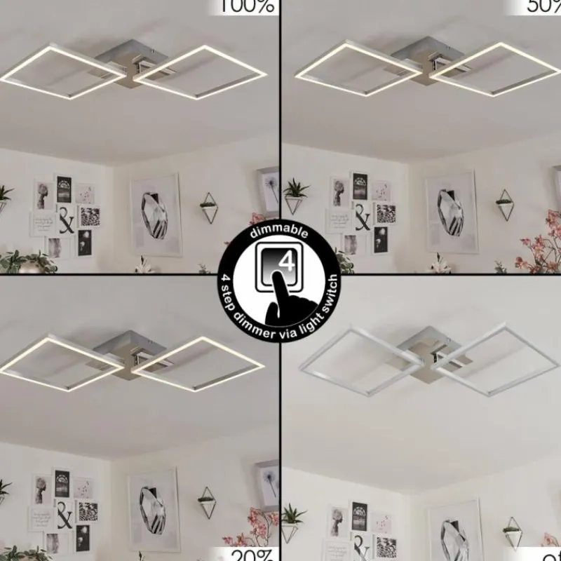 hofstein Plafonnier Buren LED Nickel mat, 1 lumière