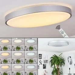 hofstein Plafonnier Buris LED Argenté, 1 lumière, Télécommandes* Éclairage Led