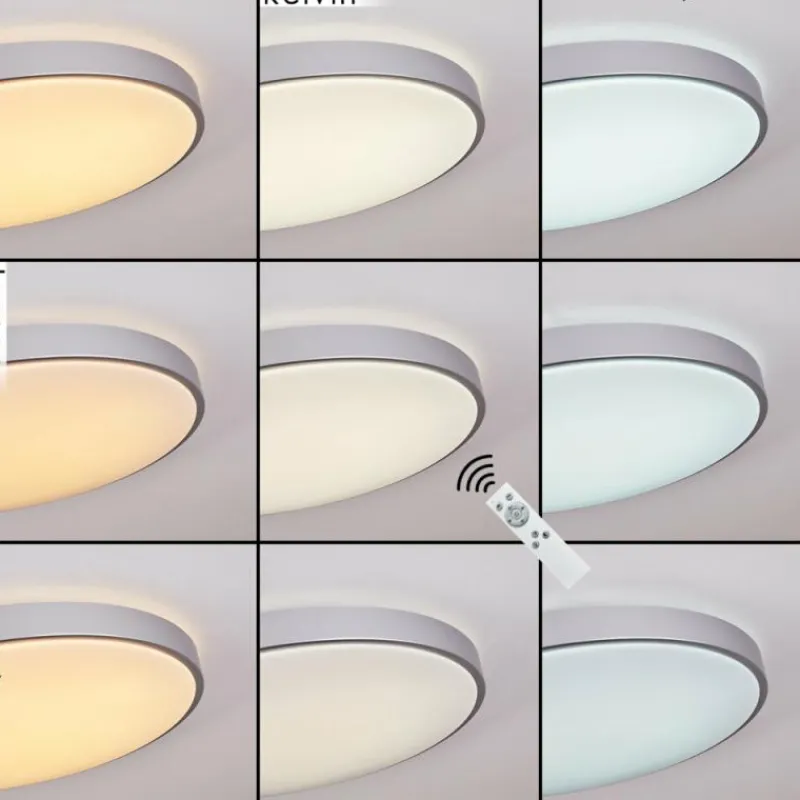 hofstein Plafonnier Buris LED Argenté, 1 lumière, Télécommandes* Éclairage Led