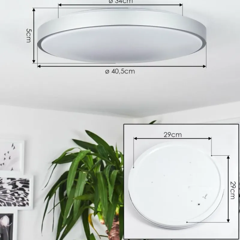 hofstein Plafonnier Buris LED Argenté, 1 lumière, Télécommandes* Éclairage Led