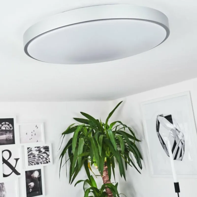 hofstein Plafonnier Buris LED Argenté, 1 lumière, Télécommandes* Éclairage Led