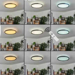 hofstein Plafonnier Buris LED Noir, Blanc, 1 lumière, Télécommandes