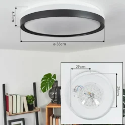 hofstein Plafonnier Buris LED Noir, Blanc, 1 lumière, Télécommandes