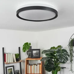 hofstein Plafonnier Buris LED Noir, Blanc, 1 lumière, Télécommandes