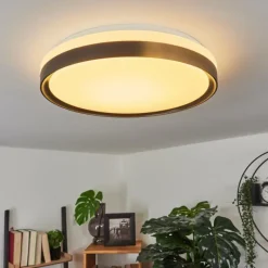 hofstein Plafonnier Buris LED Noir, Blanc, 1 lumière, Télécommandes