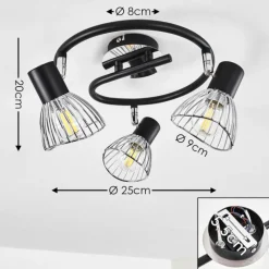 Luminaires Rustiques-hofstein Plafonnier Burkal Chrome, Noir, 3 lumières