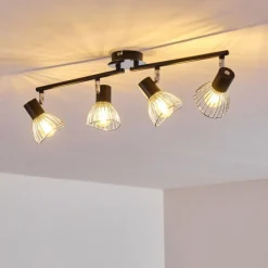 Luminaires Rustiques-hofstein Plafonnier Burkal Chrome, Noir, 4 lumières