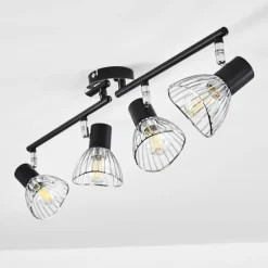 Luminaires Rustiques-hofstein Plafonnier Burkal Chrome, Noir, 4 lumières