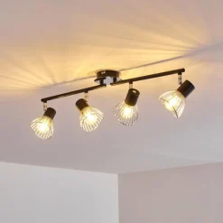 Luminaires Rustiques-hofstein Plafonnier Burkal Chrome, Noir, 4 lumières