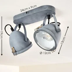 hofstein Plafonnier Butikon Gris, 2 lumières