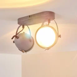 hofstein Plafonnier Butikon Gris, 2 lumières