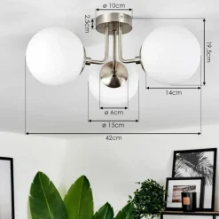 hofstein Plafonnier Cabalonga Nickel mat, 3 lumières