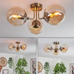 hofstein Plafonnier Cabalonga Vieux laiton, 3 lumières