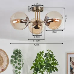 hofstein Plafonnier Cabalonga Vieux laiton, 3 lumières