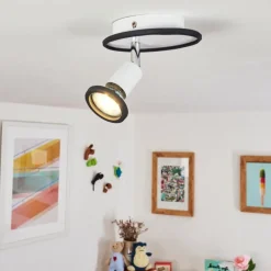 hofstein Plafonnier Cabri LED Chrome, Noir, Blanc, 1 lumière