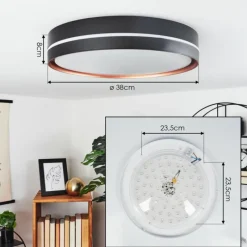 hofstein Plafonnier Cachalot LED Cuivre, Noir, 1 lumière, Télécommandes, Changeur de couleurs