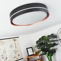 hofstein Plafonnier Cachalot LED Cuivre, Noir, 1 lumière, Télécommandes, Changeur de couleurs