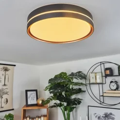 hofstein Plafonnier Cachalot LED Cuivre, Noir, 1 lumière, Télécommandes, Changeur de couleurs