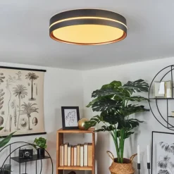 hofstein Plafonnier Cachalot LED Cuivre, Noir, 1 lumière, Télécommandes, Changeur de couleurs