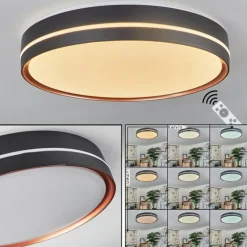 hofstein Plafonnier Cachalot LED Cuivre, Noir, 1 lumière, Télécommandes, Changeur de couleurs