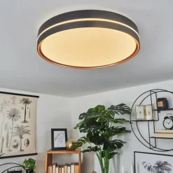 hofstein Plafonnier Cachalot LED Cuivre, Noir, 1 lumière, Télécommandes, Changeur de couleurs