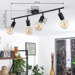 Lampes Vintages & Rétros-hofstein Plafonnier Cacoq Noir, 4 lumières