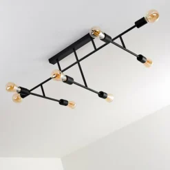 hofstein Plafonnier Cahaba Noir, 8 lumières