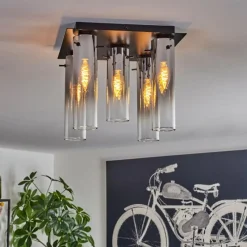 hofstein Plafonnier Caimitte Noir, 5 lumières