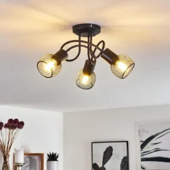 Lampes Vintages & Rétros-hofstein Plafonnier Cairns Noir, 3 lumières