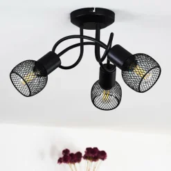 Lampes Vintages & Rétros-hofstein Plafonnier Cairns Noir, 3 lumières