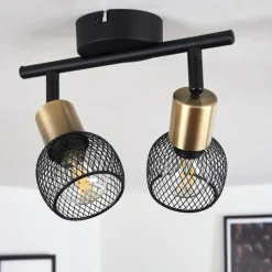 Lampes Vintages & Rétros-hofstein Plafonnier Cairns Vieux laiton, Noir, 2 lumières