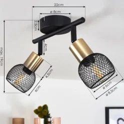 Lampes Vintages & Rétros-hofstein Plafonnier Cairns Vieux laiton, Noir, 2 lumières