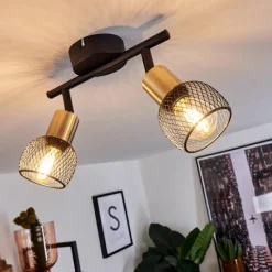 Lampes Vintages & Rétros-hofstein Plafonnier Cairns Vieux laiton, Noir, 2 lumières