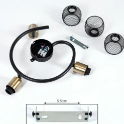 Lampes Vintages & Rétros-hofstein Plafonnier Cairns Vieux laiton, Noir, 3 lumières