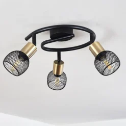 Lampes Vintages & Rétros-hofstein Plafonnier Cairns Vieux laiton, Noir, 3 lumières