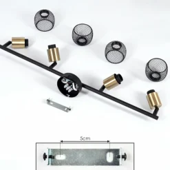 Lampes Vintages & Rétros-hofstein Plafonnier Cairns Vieux laiton, Noir, 4 lumières