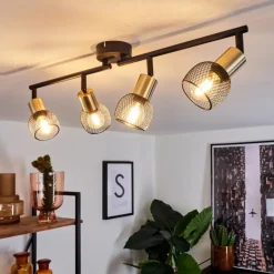 Lampes Vintages & Rétros-hofstein Plafonnier Cairns Vieux laiton, Noir, 4 lumières