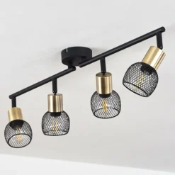 Lampes Vintages & Rétros-hofstein Plafonnier Cairns Vieux laiton, Noir, 4 lumières